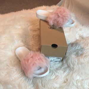 UGG pink and white slides / sandals